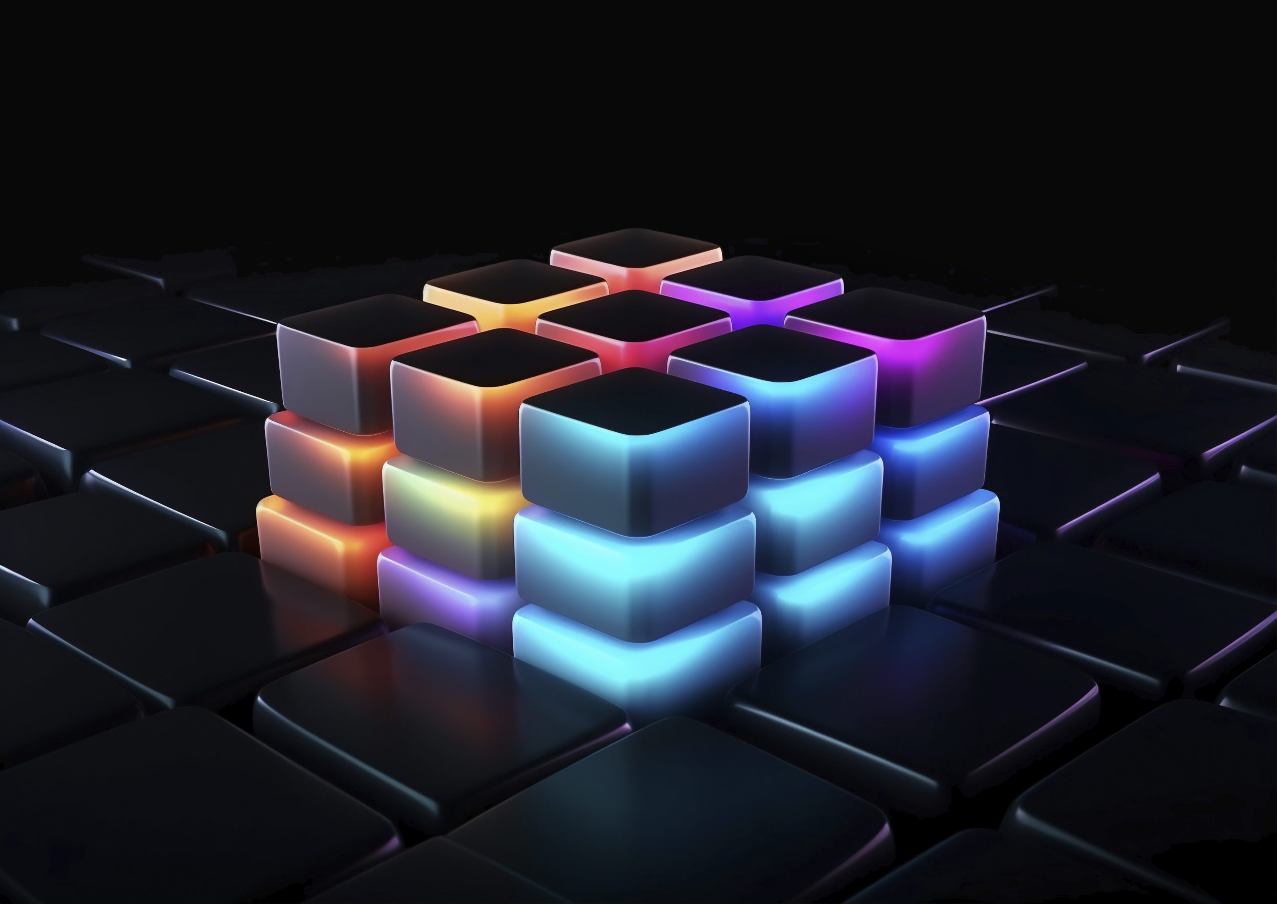 3d rendering abstract colorful cubes